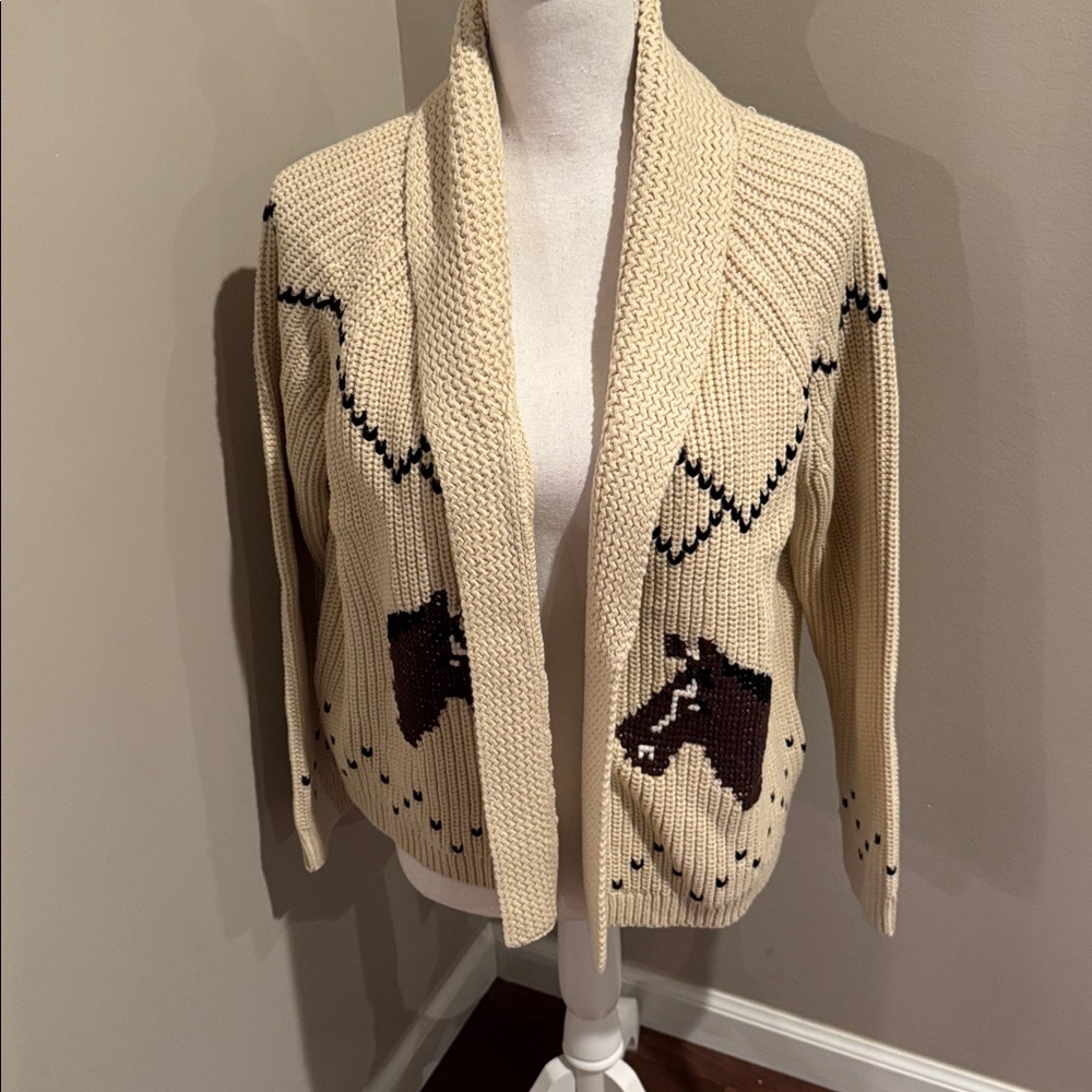 The Great. NWT The Horse Lodge Cardigan. Open cardigan with horse motif - Picture 5 of 12